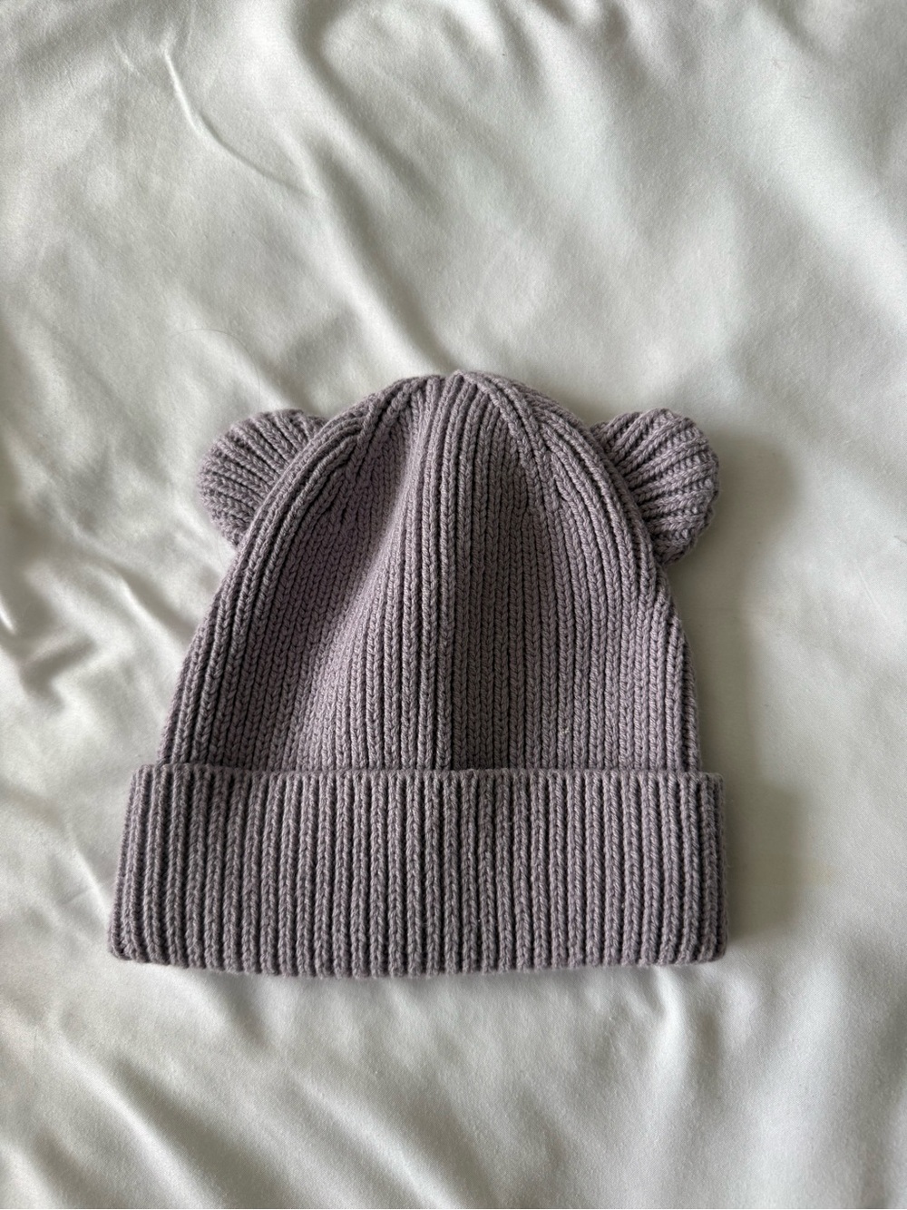 🌶️ 5 for $20: Kids Knit Bear-Ear Beanie Hat - Lavender